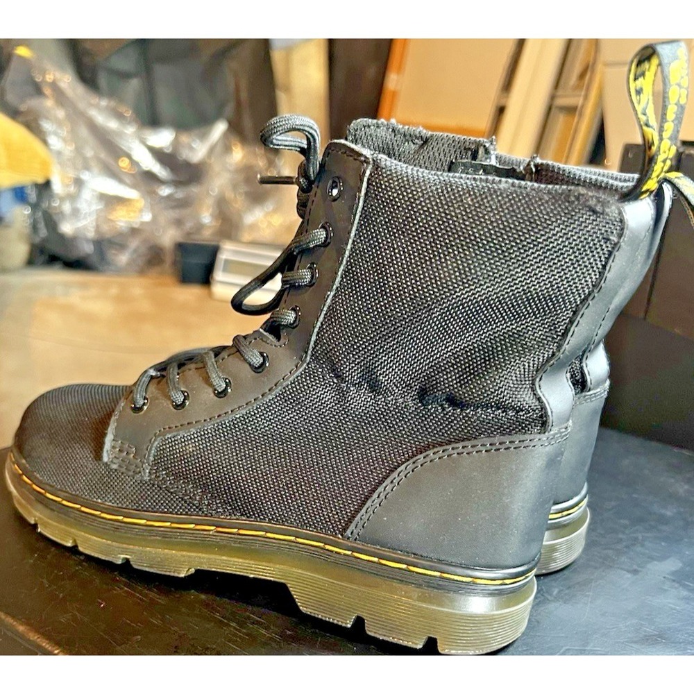 Dr. Martens Combat Boot's Combs J Lace Up Canvas Zip Black Youth Size 4